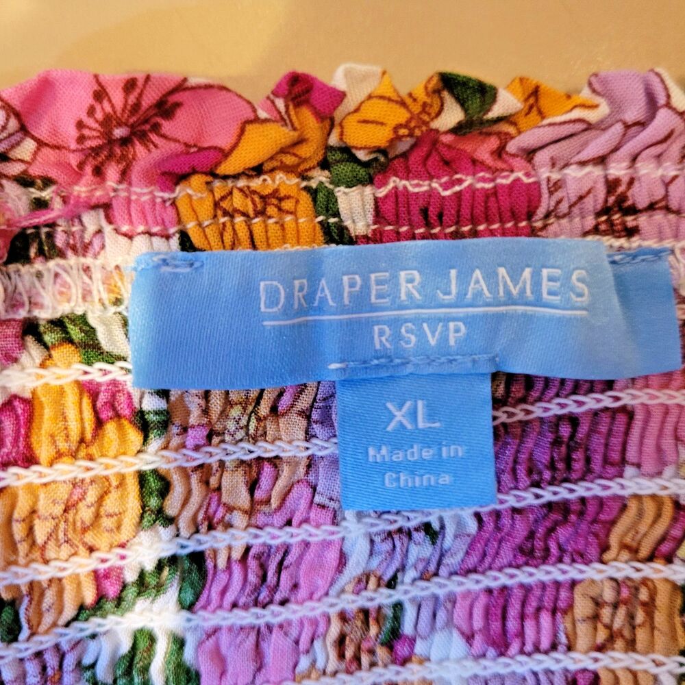 Draper James RSVP Maxi Dress Floral Smocked Tiered Sz XL Summer Pockets Babydoll - Picture 6 of 10